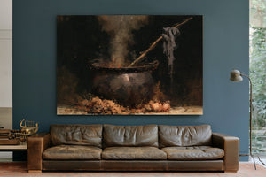 Dark Cauldron Bubbling Over Open Fire by Bella Frye