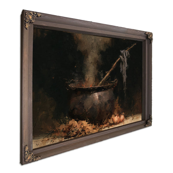 Dark Cauldron Bubbling Over Open Fire by Bella Frye