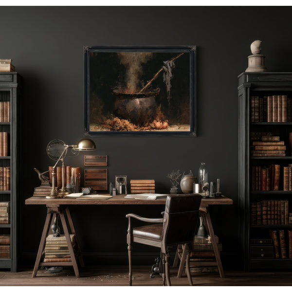 Dark Cauldron Bubbling Over Open Fire by Bella Frye