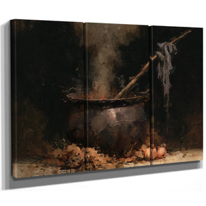 Dark Cauldron Bubbling Over Open Fire by Bella Frye