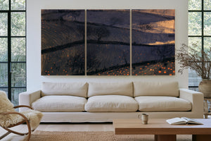 Dark Rolling Hills With Bare Winter Trees by Bella Frye