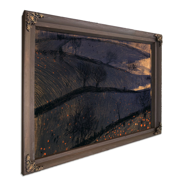 Dark Rolling Hills With Bare Winter Trees by Bella Frye