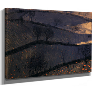 Dark Rolling Hills With Bare Winter Trees by Bella Frye