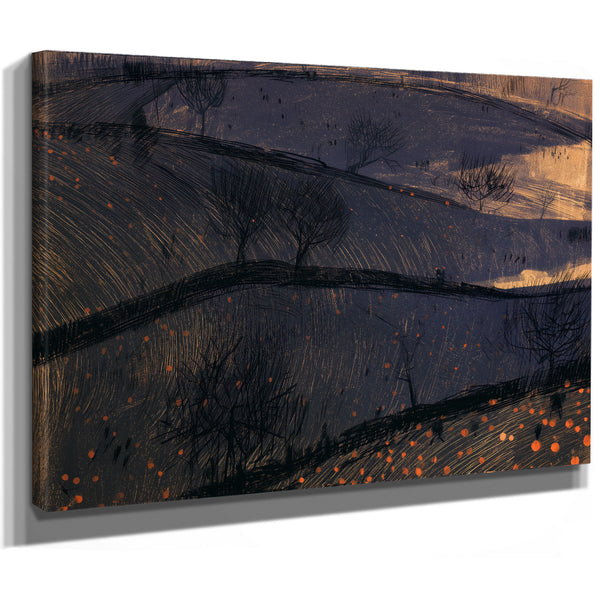 Dark Rolling Hills With Bare Winter Trees by Bella Frye