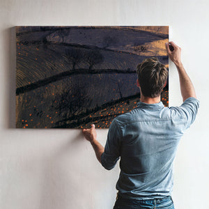 Dark Rolling Hills With Bare Winter Trees by Bella Frye