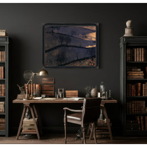 Dark Rolling Hills With Bare Winter Trees by Bella Frye