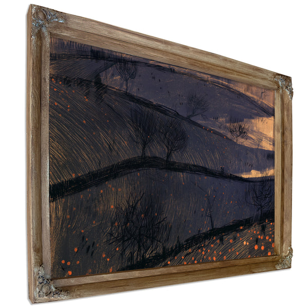 Dark Rolling Hills With Bare Winter Trees by Bella Frye
