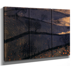 Dark Rolling Hills With Bare Winter Trees by Bella Frye