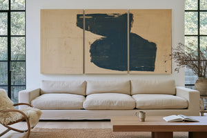 Dark Teal Abstract Form On Cream by Bella Frye