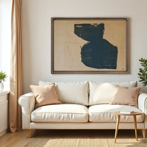 Dark Teal Abstract Form On Cream by Bella Frye