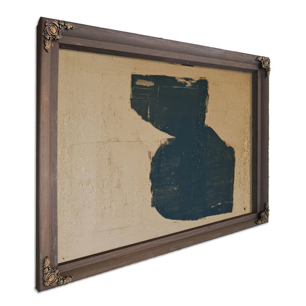 Dark Teal Abstract Form On Cream by Bella Frye