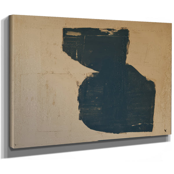 Dark Teal Abstract Form On Cream by Bella Frye