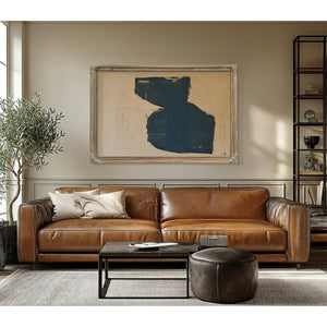Dark Teal Abstract Form On Cream by Bella Frye