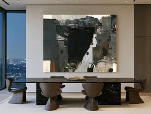 Dark Urban Street Canyon Aerial View by Bella Frye