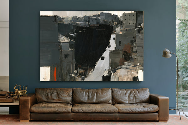 Dark Urban Street Canyon Aerial View by Bella Frye