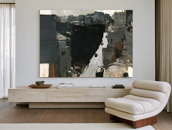 Dark Urban Street Canyon Aerial View by Bella Frye