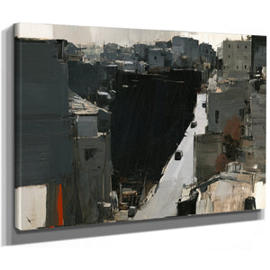 Dark Urban Street Canyon Aerial View by Bella Frye