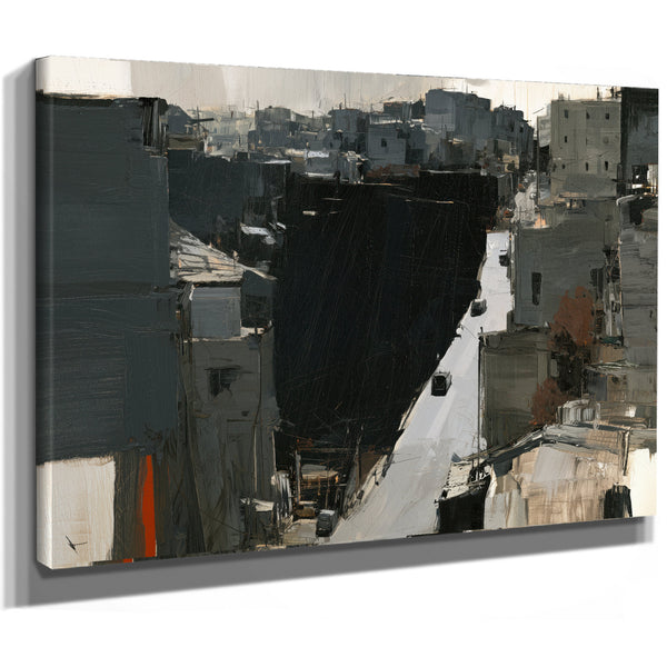 Dark Urban Street Canyon Aerial View by Bella Frye