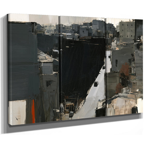 Dark Urban Street Canyon Aerial View by Bella Frye