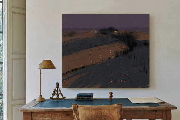 Dark Winter Fields With Scattered Ember Lights by Bella Frye