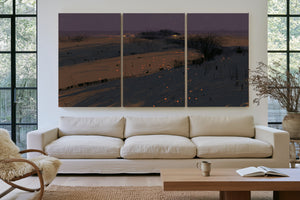 Dark Winter Fields With Scattered Ember Lights by Bella Frye