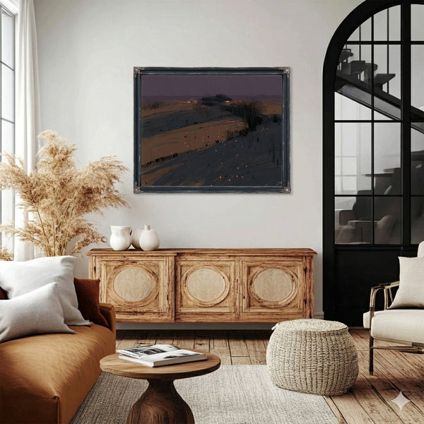 Dark Winter Fields With Scattered Ember Lights by Bella Frye