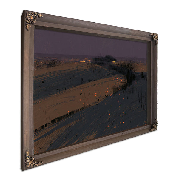 Dark Winter Fields With Scattered Ember Lights by Bella Frye