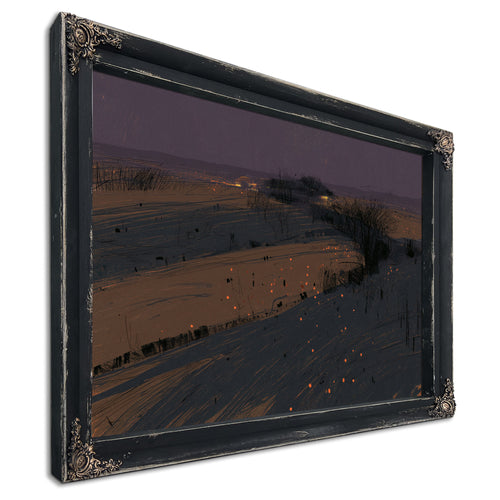 Dark Winter Fields With Scattered Ember Lights by Bella Frye