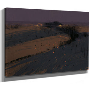 Dark Winter Fields With Scattered Ember Lights by Bella Frye