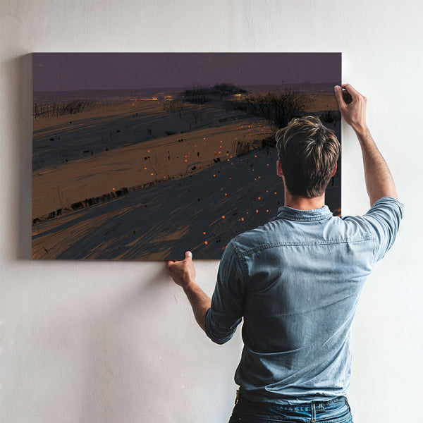 Dark Winter Fields With Scattered Ember Lights by Bella Frye