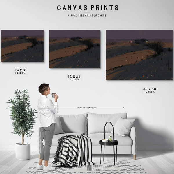 Dark Winter Fields With Scattered Ember Lights by Bella Frye