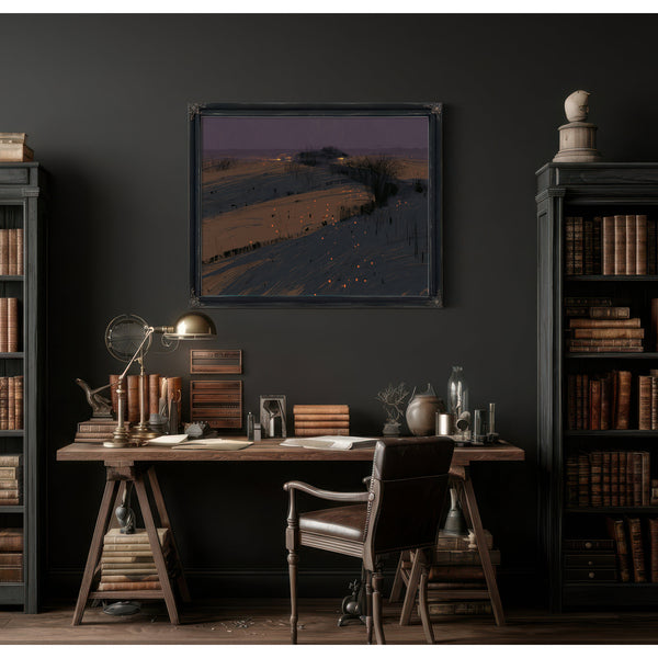 Dark Winter Fields With Scattered Ember Lights by Bella Frye