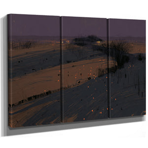 Dark Winter Fields With Scattered Ember Lights by Bella Frye