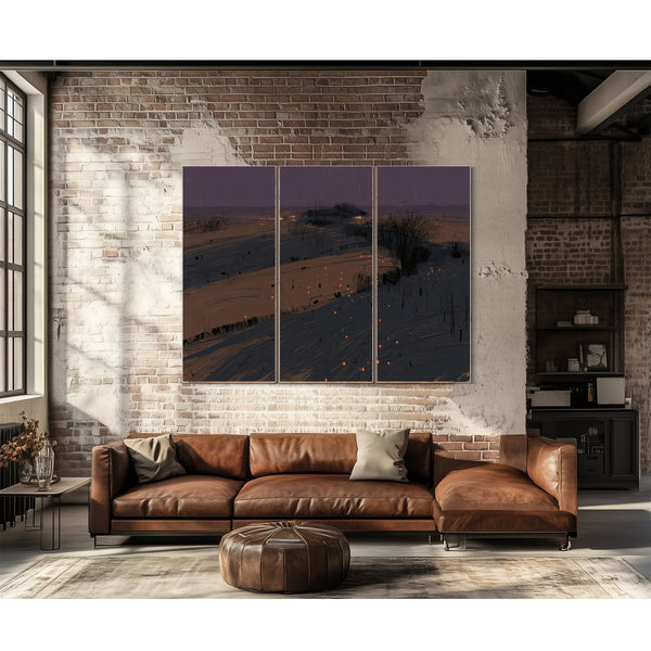 Dark Winter Fields With Scattered Ember Lights by Bella Frye