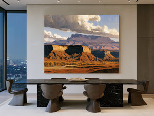 Desert Mesa Cliffs Under Storm Clouds by Bella Frye