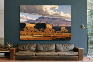 Desert Mesa Cliffs Under Storm Clouds by Bella Frye