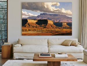 Desert Mesa Cliffs Under Storm Clouds by Bella Frye