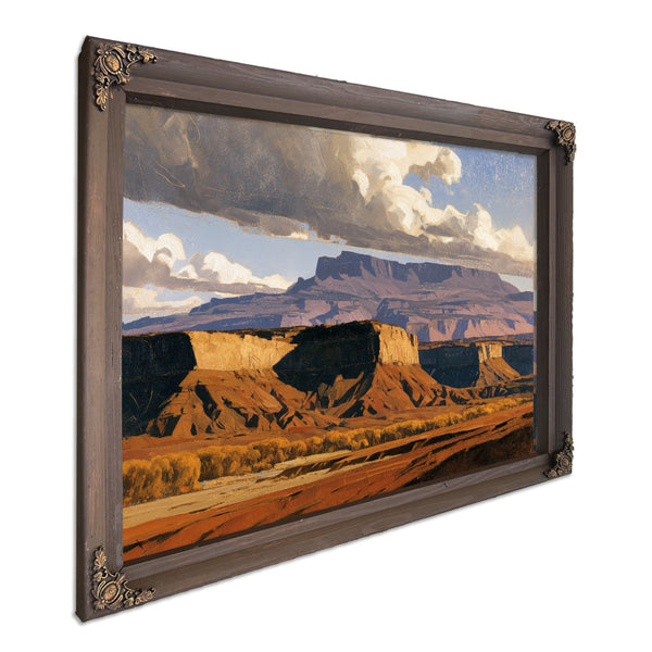 Desert Mesa Cliffs Under Storm Clouds by Bella Frye
