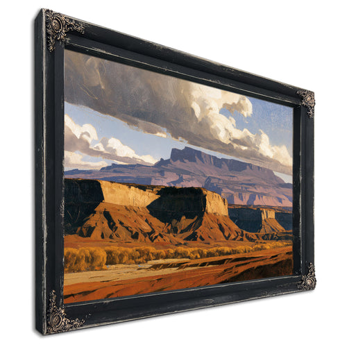 Desert Mesa Cliffs Under Storm Clouds by Bella Frye