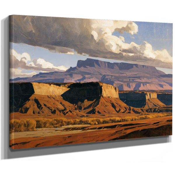 Desert Mesa Cliffs Under Storm Clouds by Bella Frye