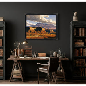 Desert Mesa Cliffs Under Storm Clouds by Bella Frye