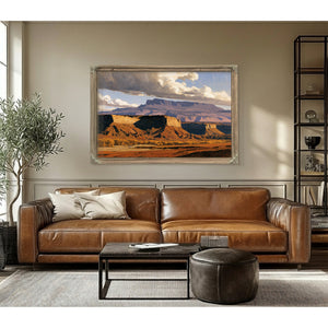 Desert Mesa Cliffs Under Storm Clouds by Bella Frye