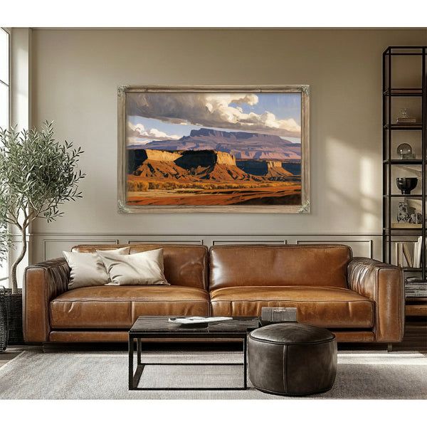 Desert Mesa Cliffs Under Storm Clouds by Bella Frye