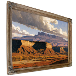 Desert Mesa Cliffs Under Storm Clouds by Bella Frye