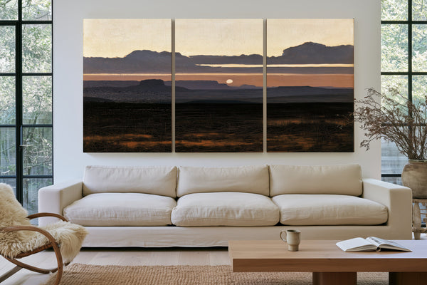 Desert Mesa Silhouette At Sunset by Bella Frye