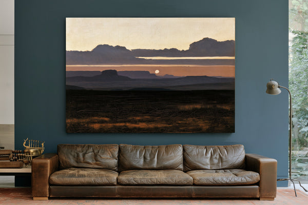 Desert Mesa Silhouette At Sunset by Bella Frye