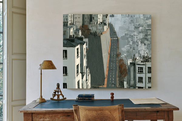 Empty Urban Street Steep Hill Gray City by Bella Frye