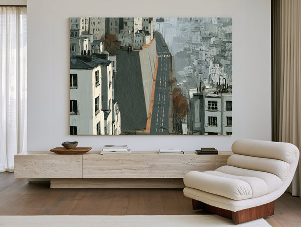 Empty Urban Street Steep Hill Gray City by Bella Frye