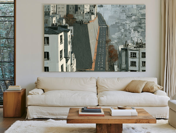 Empty Urban Street Steep Hill Gray City by Bella Frye