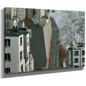 Empty Urban Street Steep Hill Gray City by Bella Frye